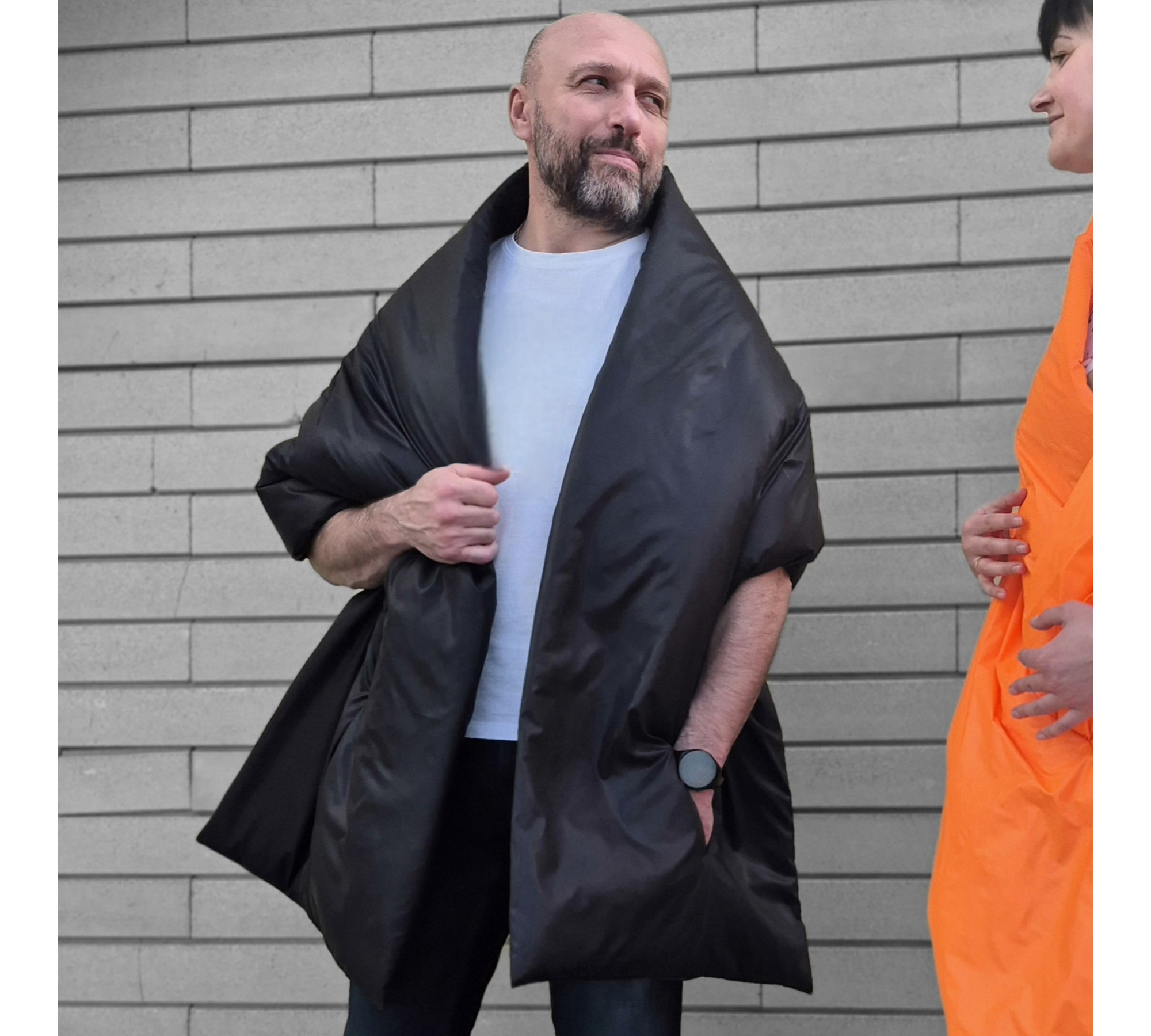 Puffer scarf with 2 pockets. Warm  trendy shawl. 