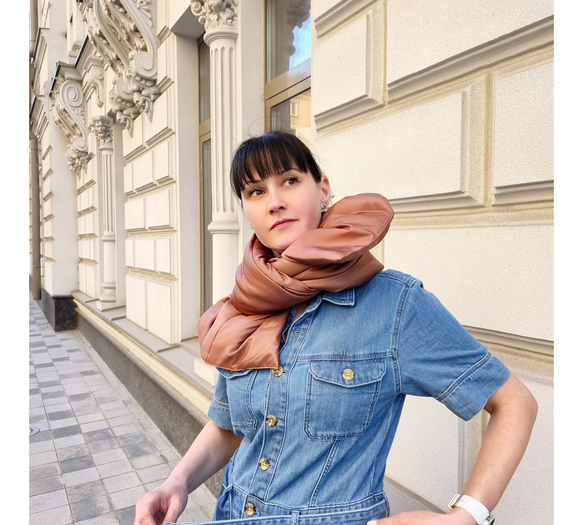 Quilted Puffy Shawl. Winter down blanket scarf. Soft padded scarf gift.