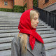 Hood scarf puffer. Warm quilted kerchief.