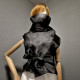 Black gothic style belted blouse a high neck, made of translucent organza.