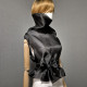 Black gothic style belted blouse a high neck, made of translucent organza.