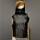 Black gothic style belted blouse a high neck, made of translucent organza.