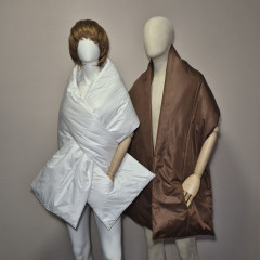 Winter Puffer scarf. Cape-wrap around the shoulders.
