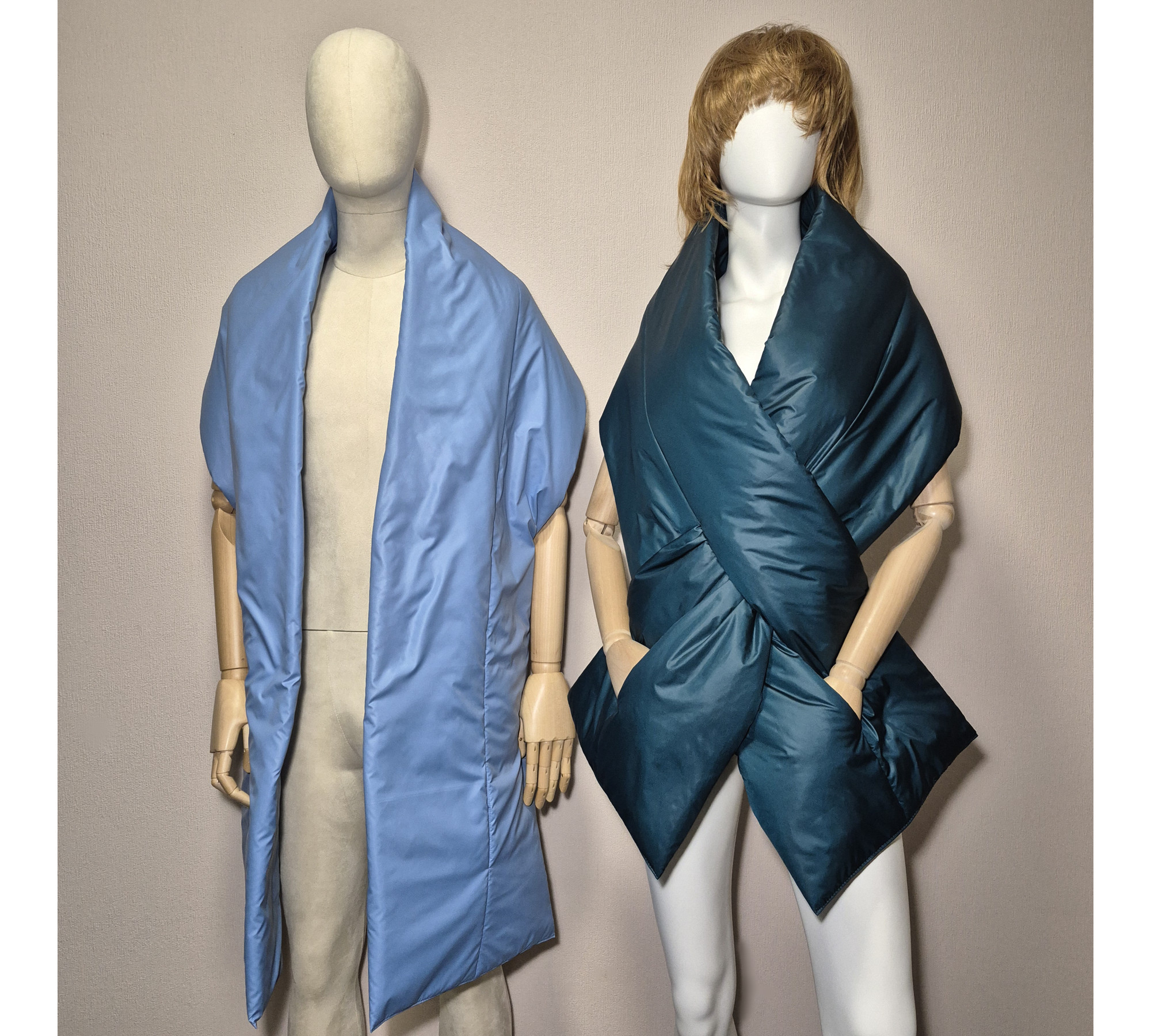 Puffer scarf with 2 pockets. Warm winter shawl