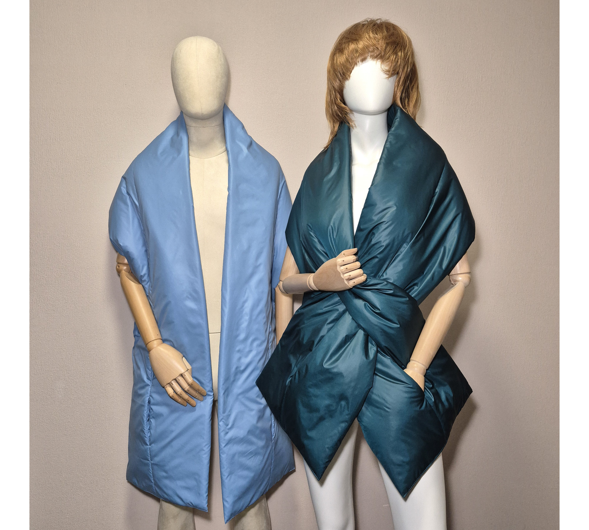 Puffer scarf with 2 pockets. Warm winter shawl