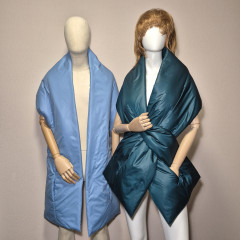 Winter Puffer scarf. Cape-wrap around the shoulders.