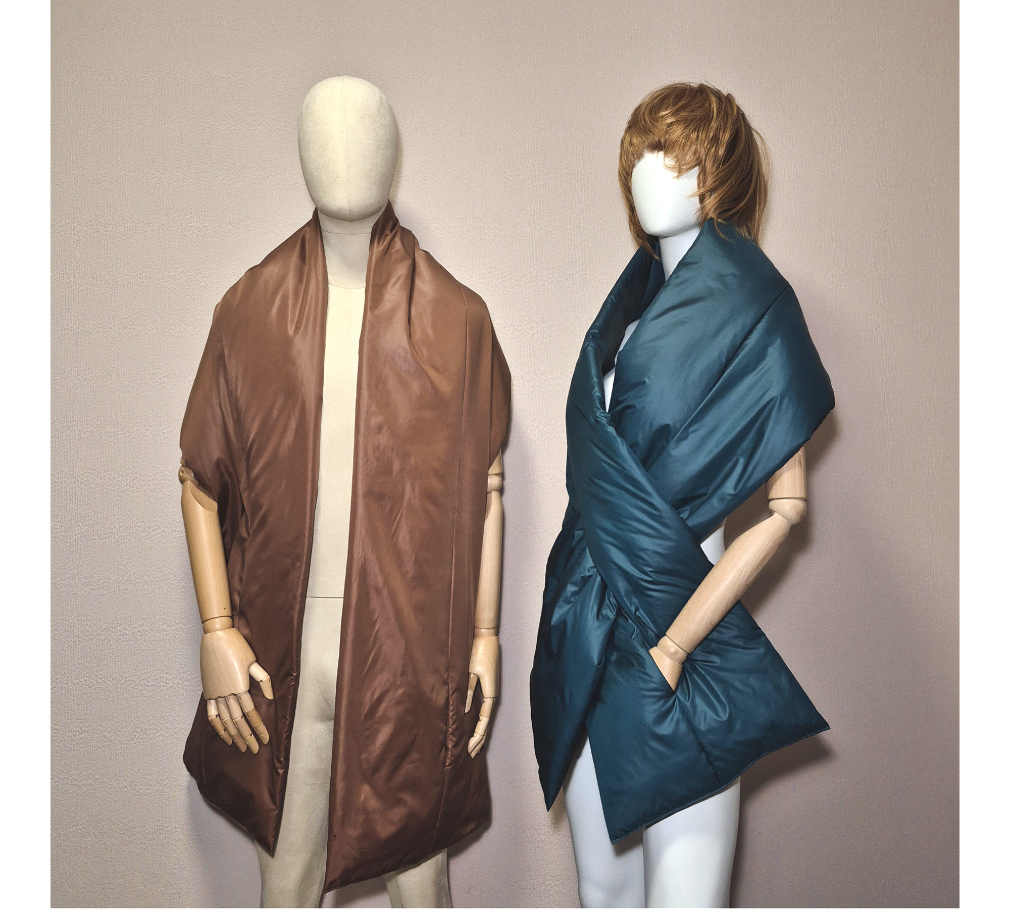 Puffer scarf with 2 pockets. Warm winter shawl