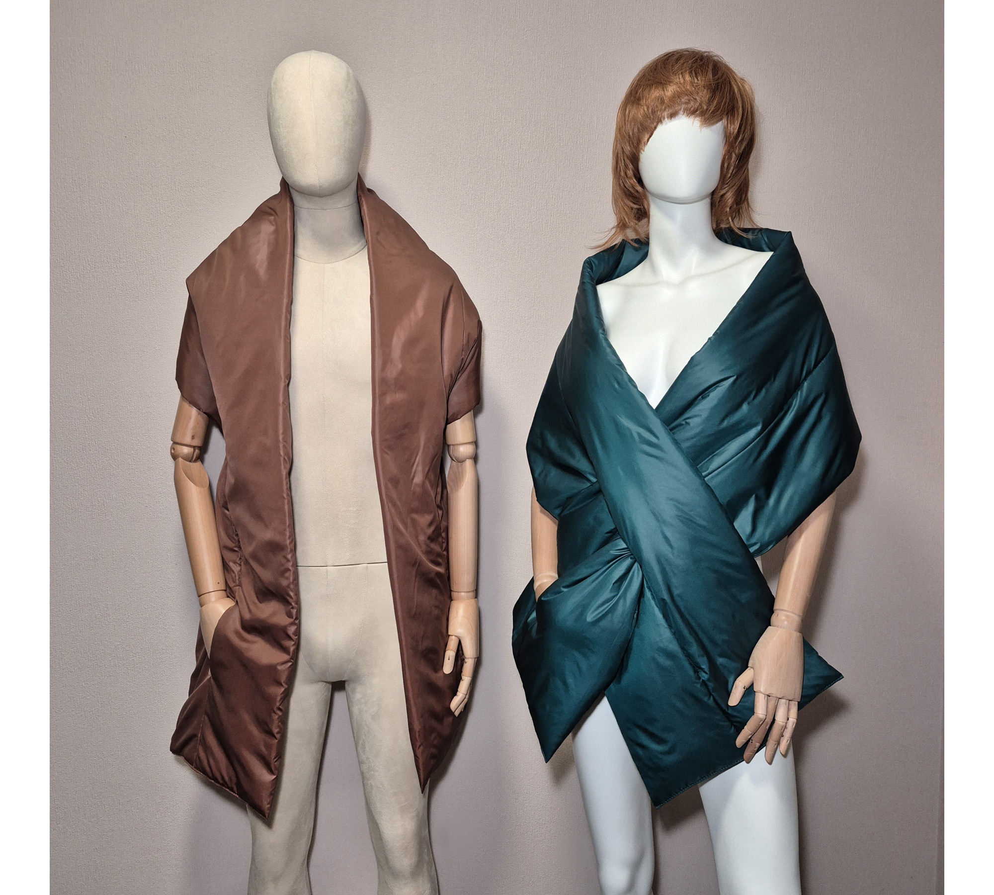 Puffer scarf with 2 pockets. Warm winter shawl