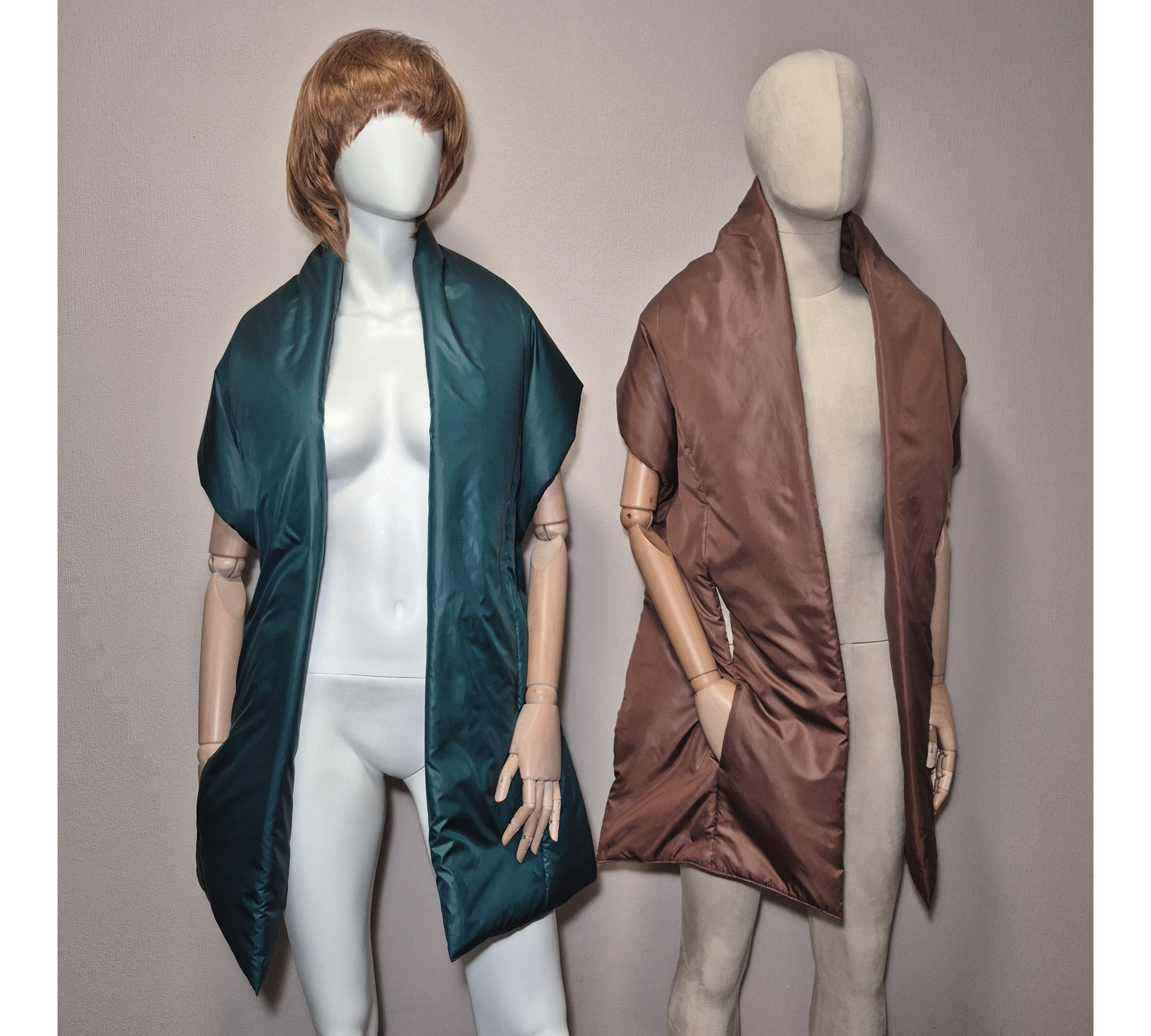 Puffer scarf with 2 pockets. Warm winter shawl