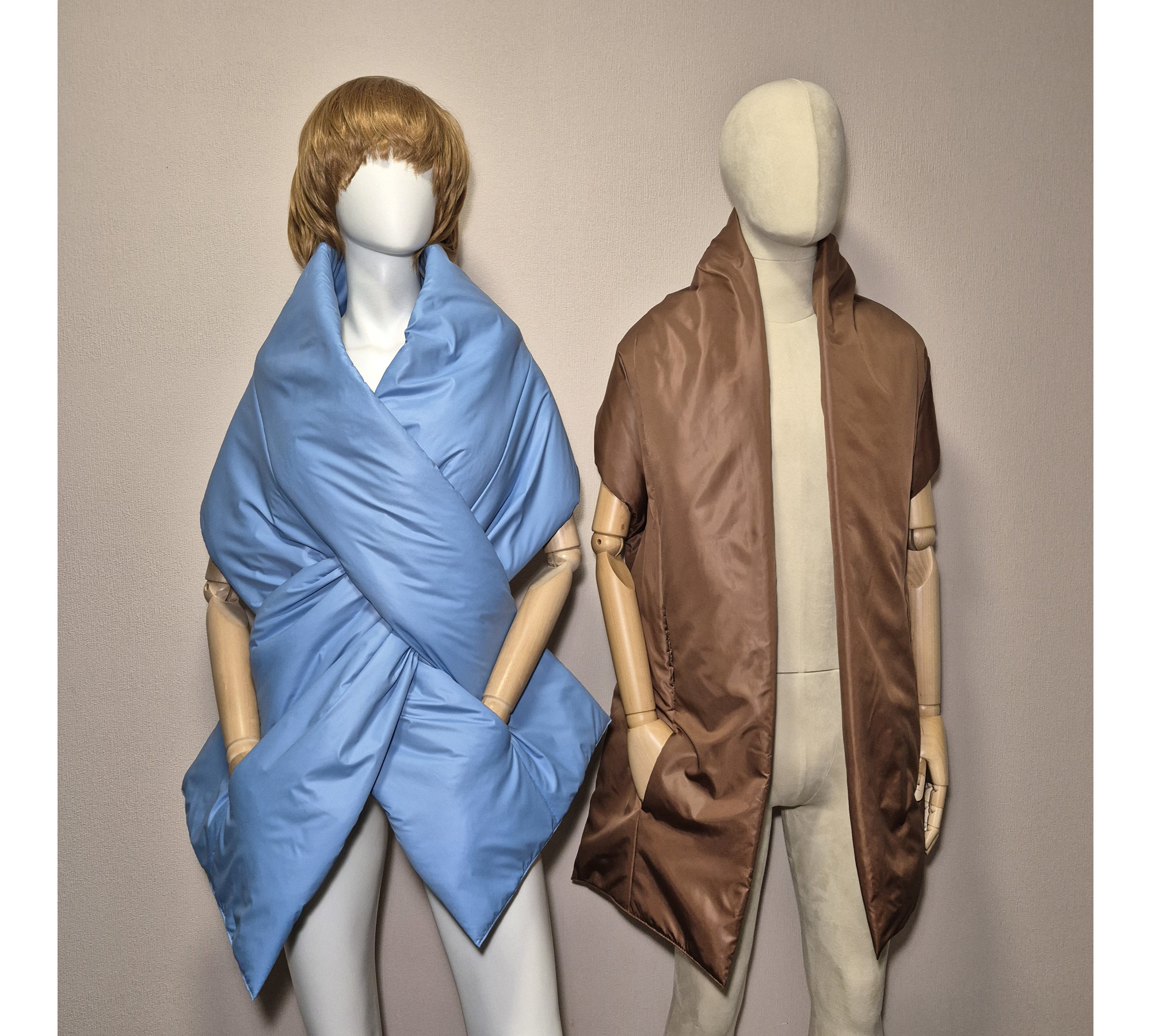 Puffer scarf with 2 pockets. Warm winter shawl