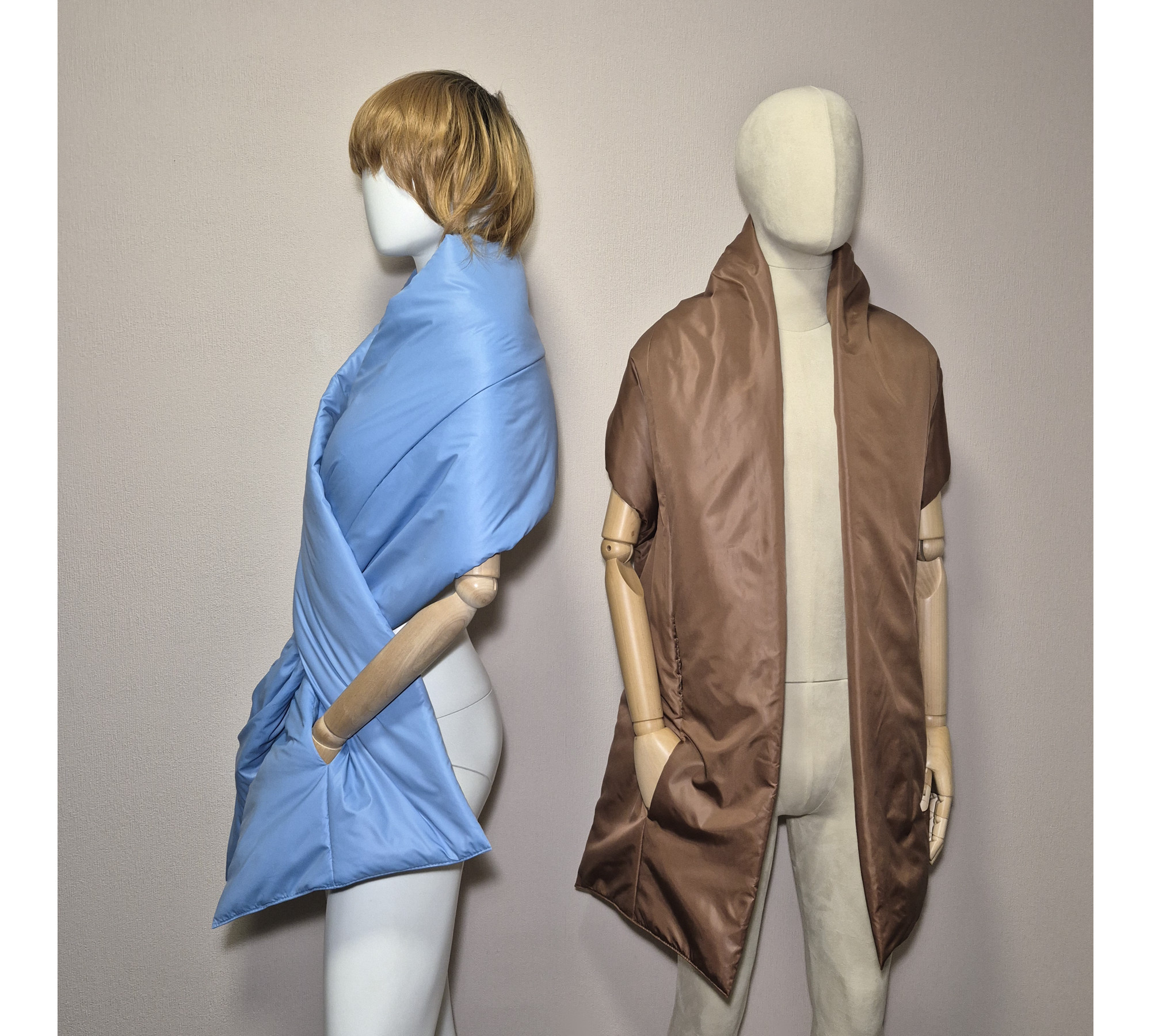 Puffer scarf with 2 pockets. Warm winter shawl