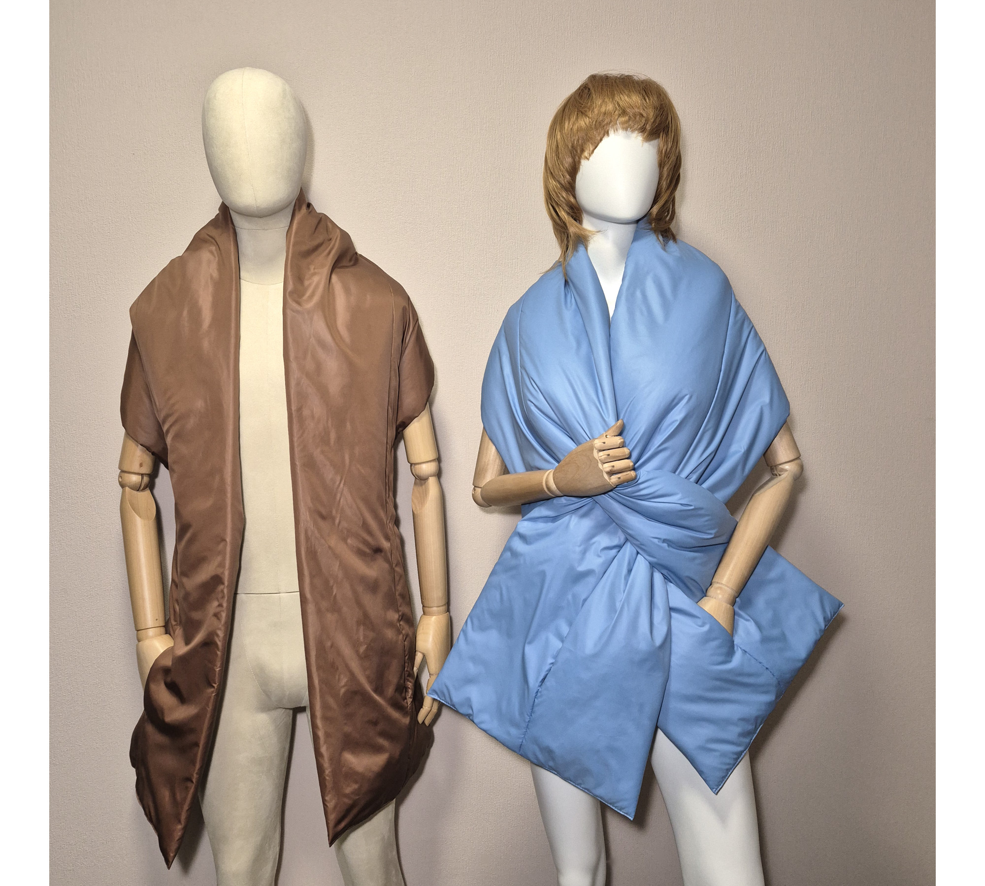 Puffer scarf with 2 pockets. Warm winter shawl