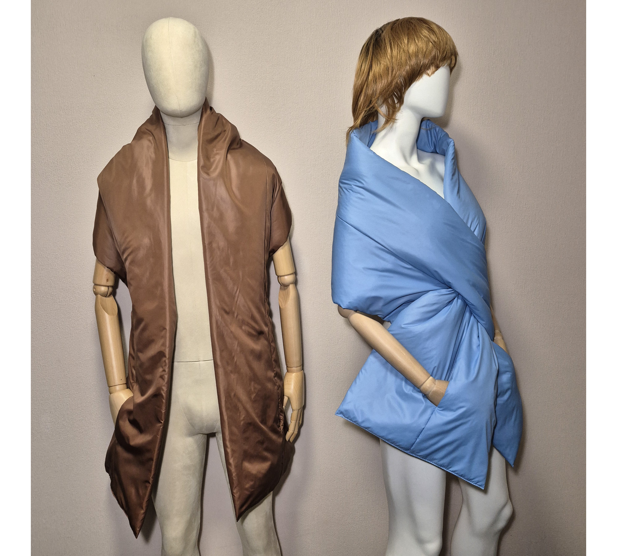 Puffer scarf with 2 pockets. Warm winter shawl