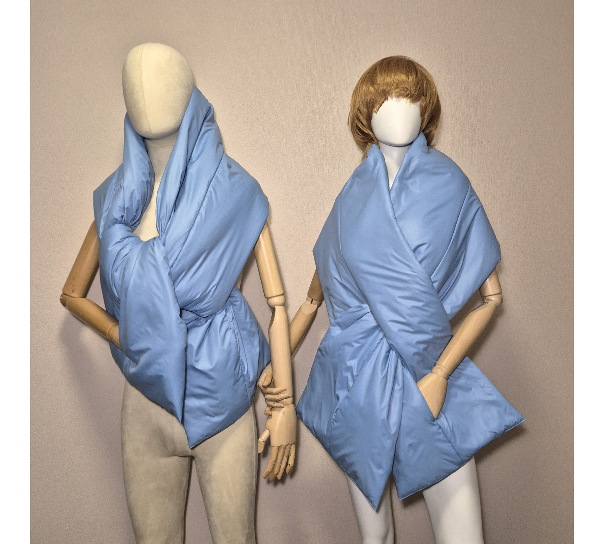 Puffer scarf with 2 pockets. Warm winter shawl