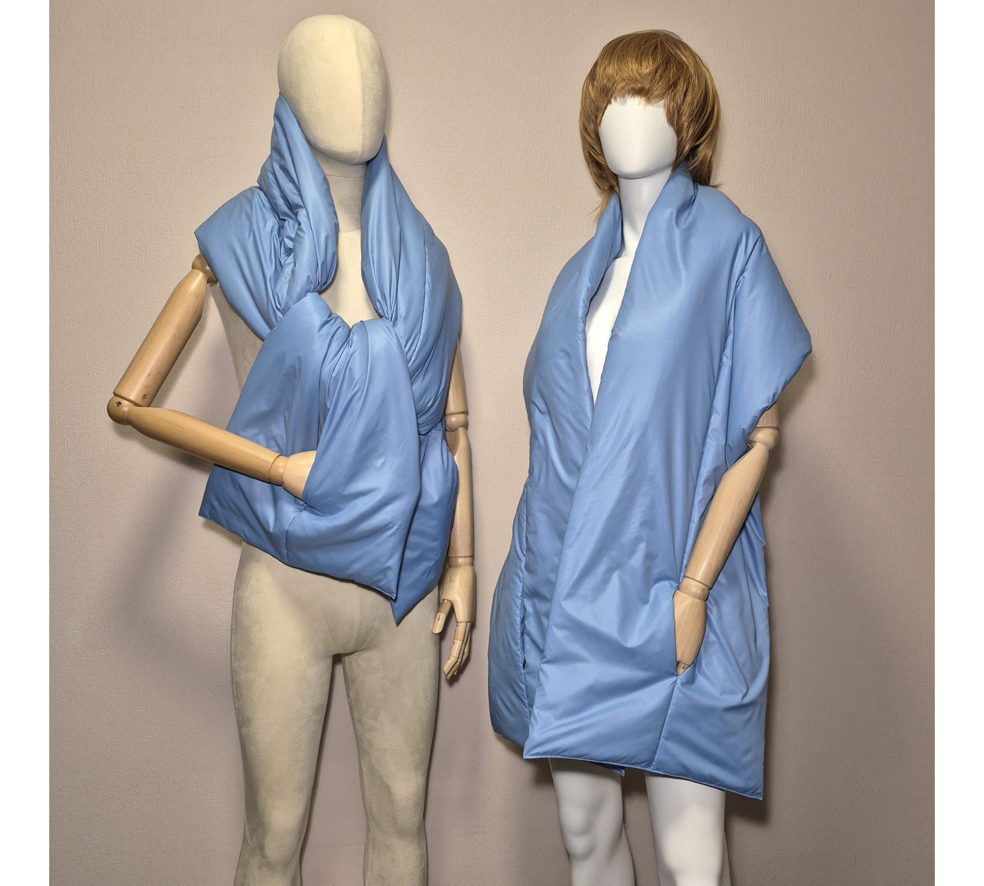 Puffer scarf with 2 pockets. Warm winter shawl