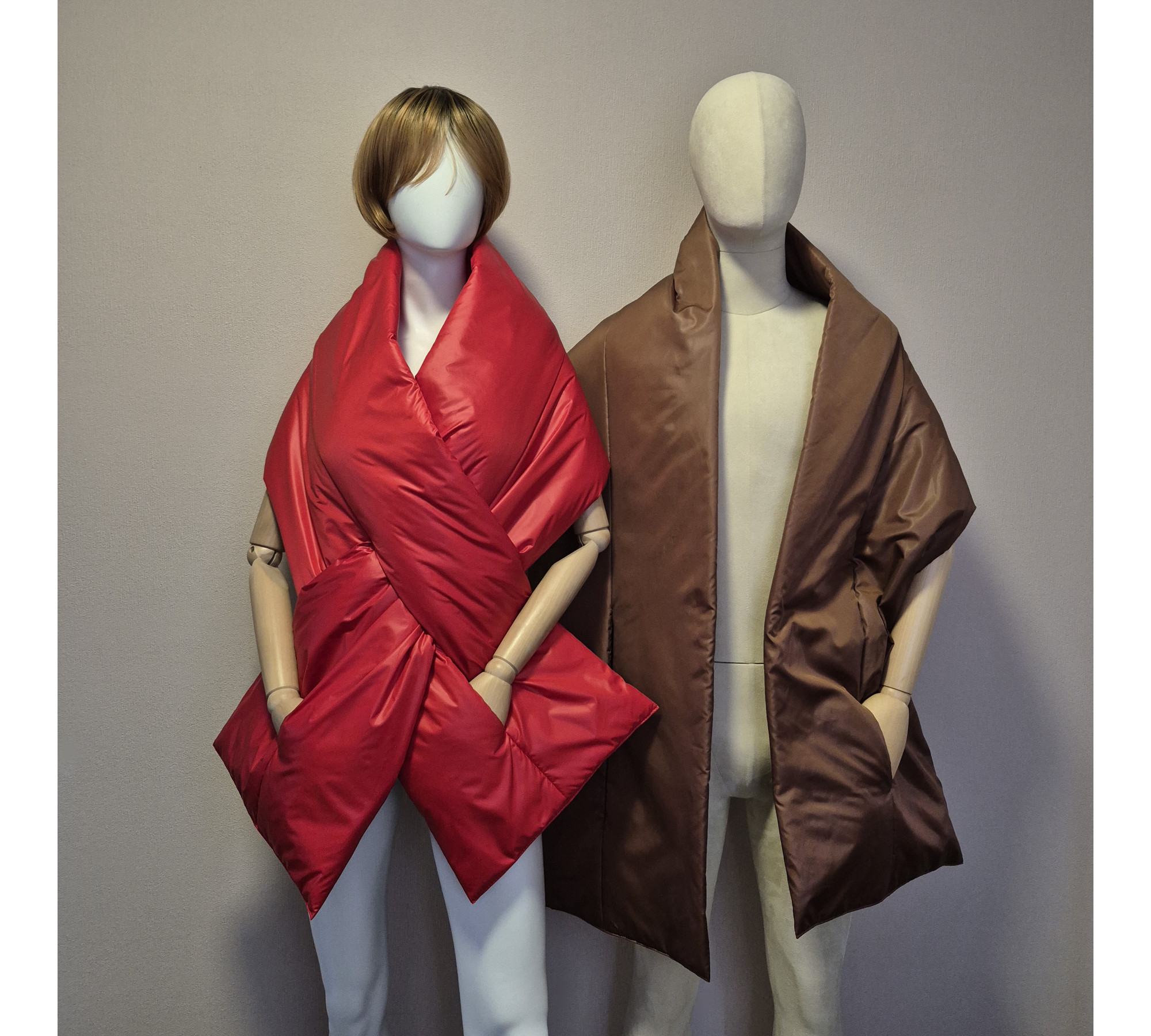 Puffer scarf with 2 pockets. Warm winter shawl