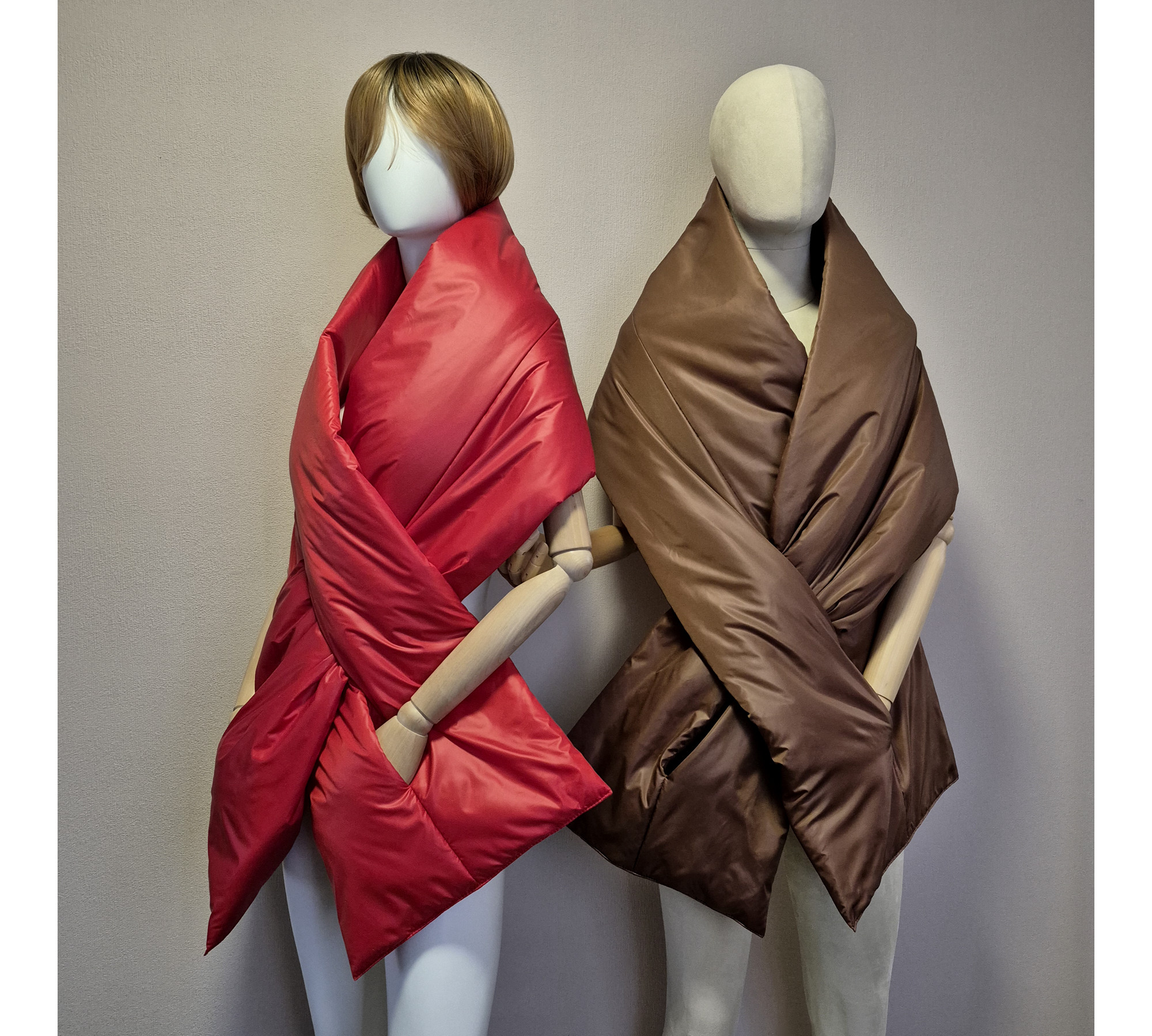 Puffer scarf with 2 pockets. Warm winter shawl