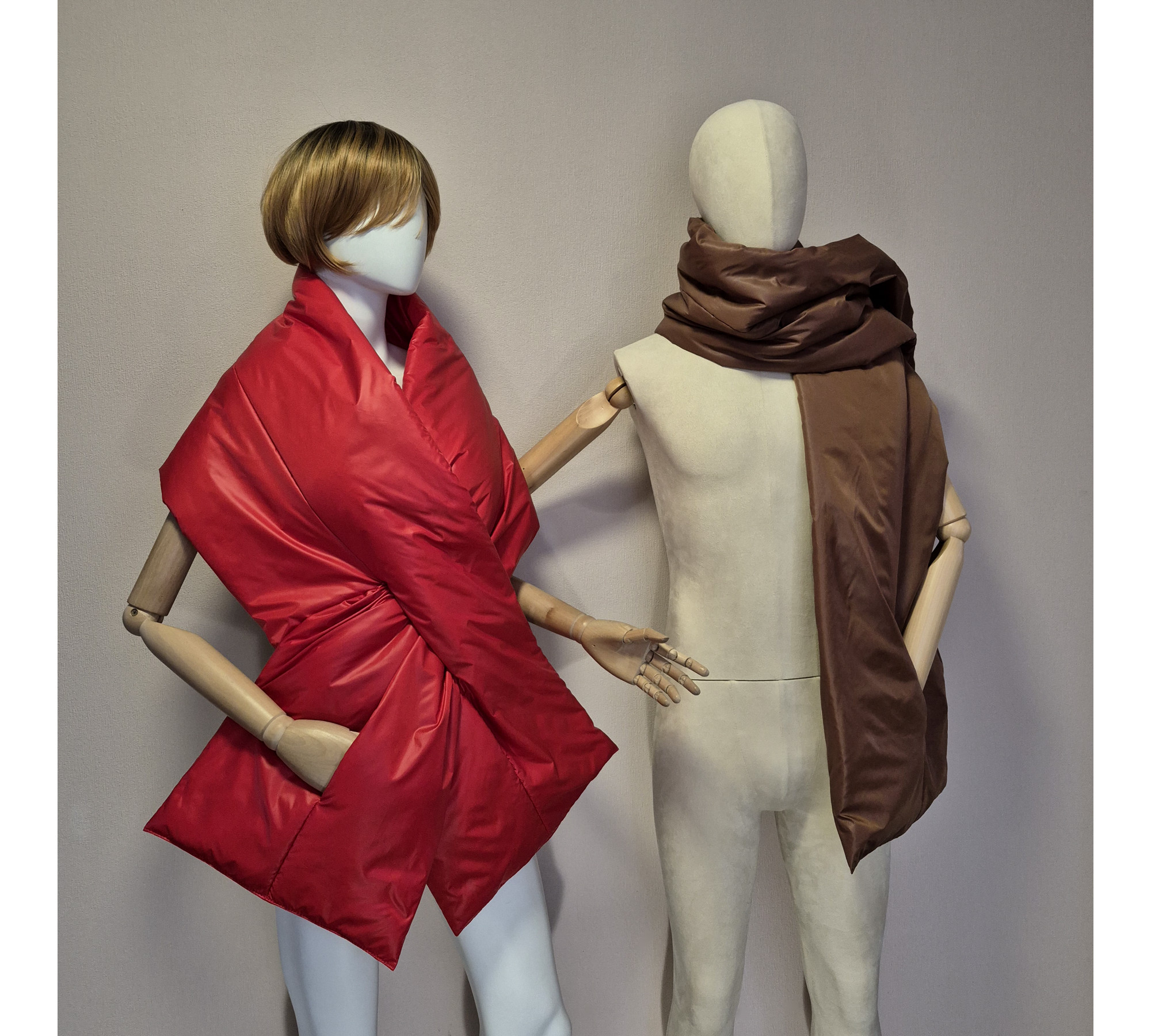 Puffer scarf with 2 pockets. Warm winter shawl