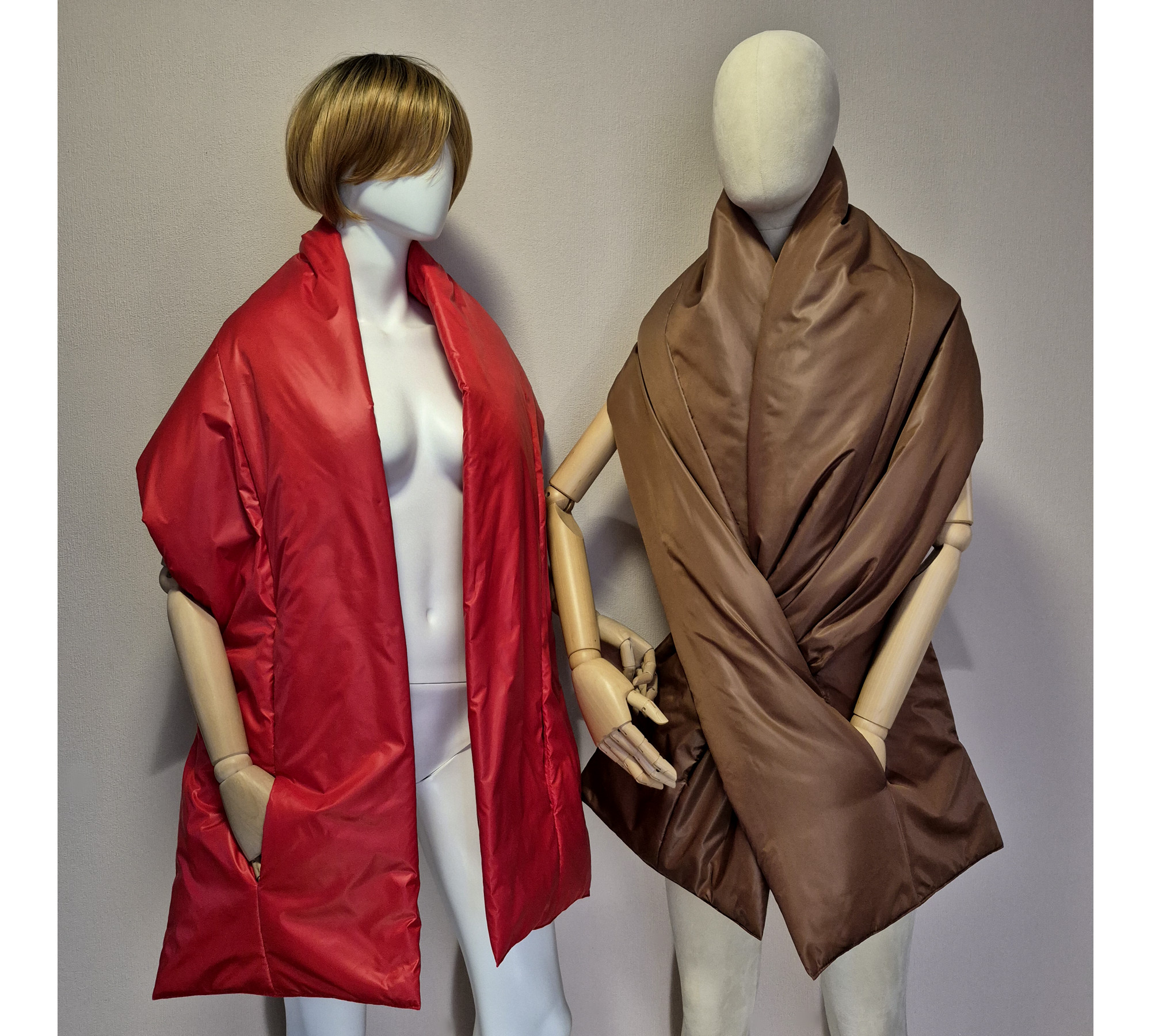 Puffer scarf with 2 pockets. Warm winter shawl