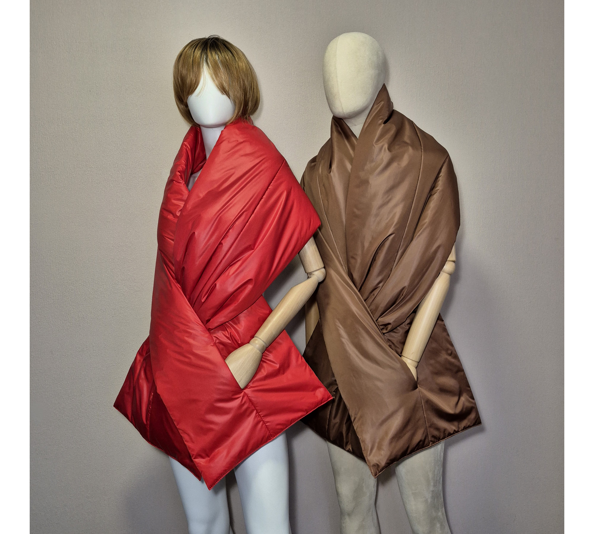 Puffer scarf with 2 pockets. Warm winter shawl