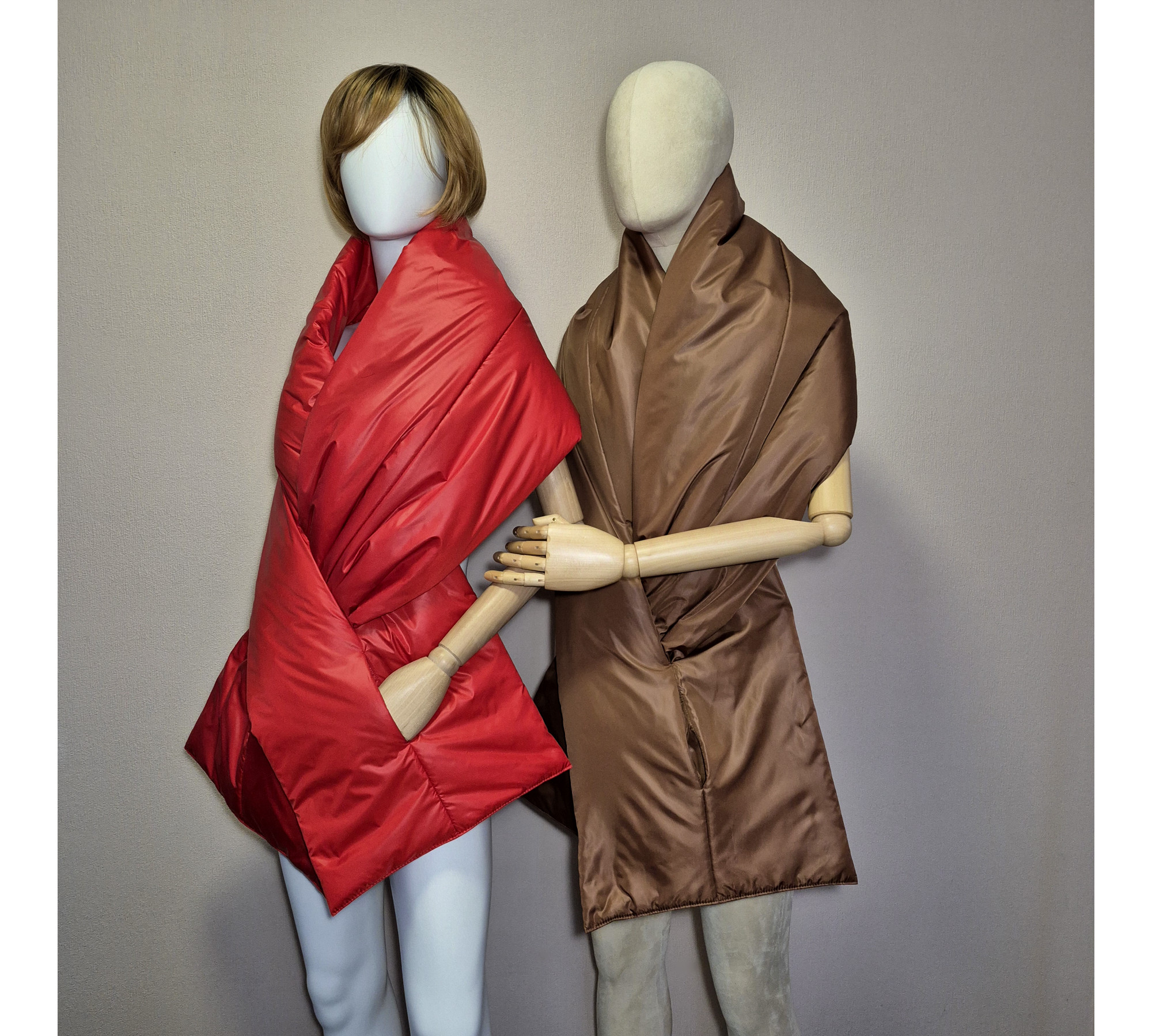 Puffer scarf with 2 pockets. Warm winter shawl