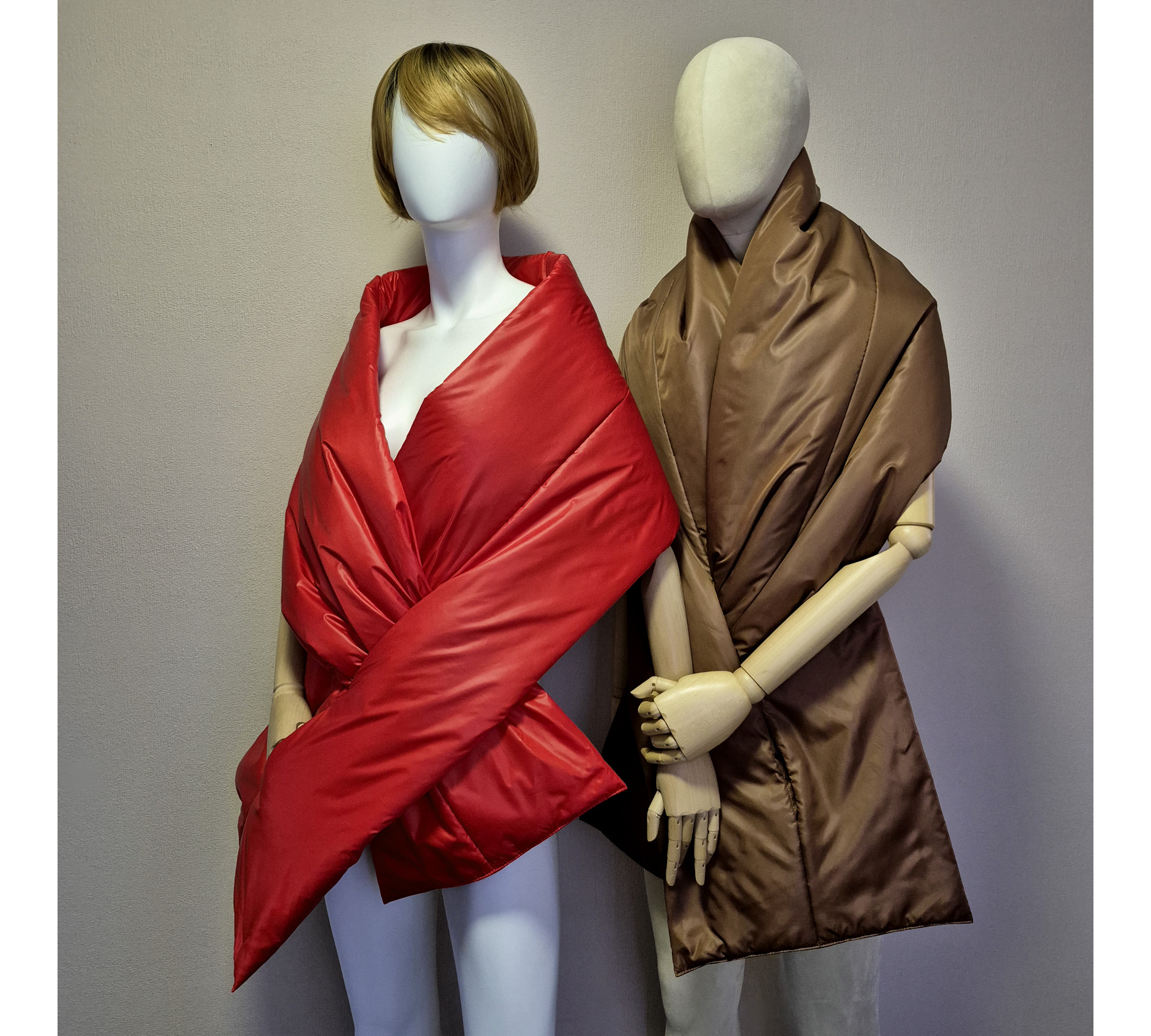 Puffer scarf with 2 pockets. Warm winter shawl