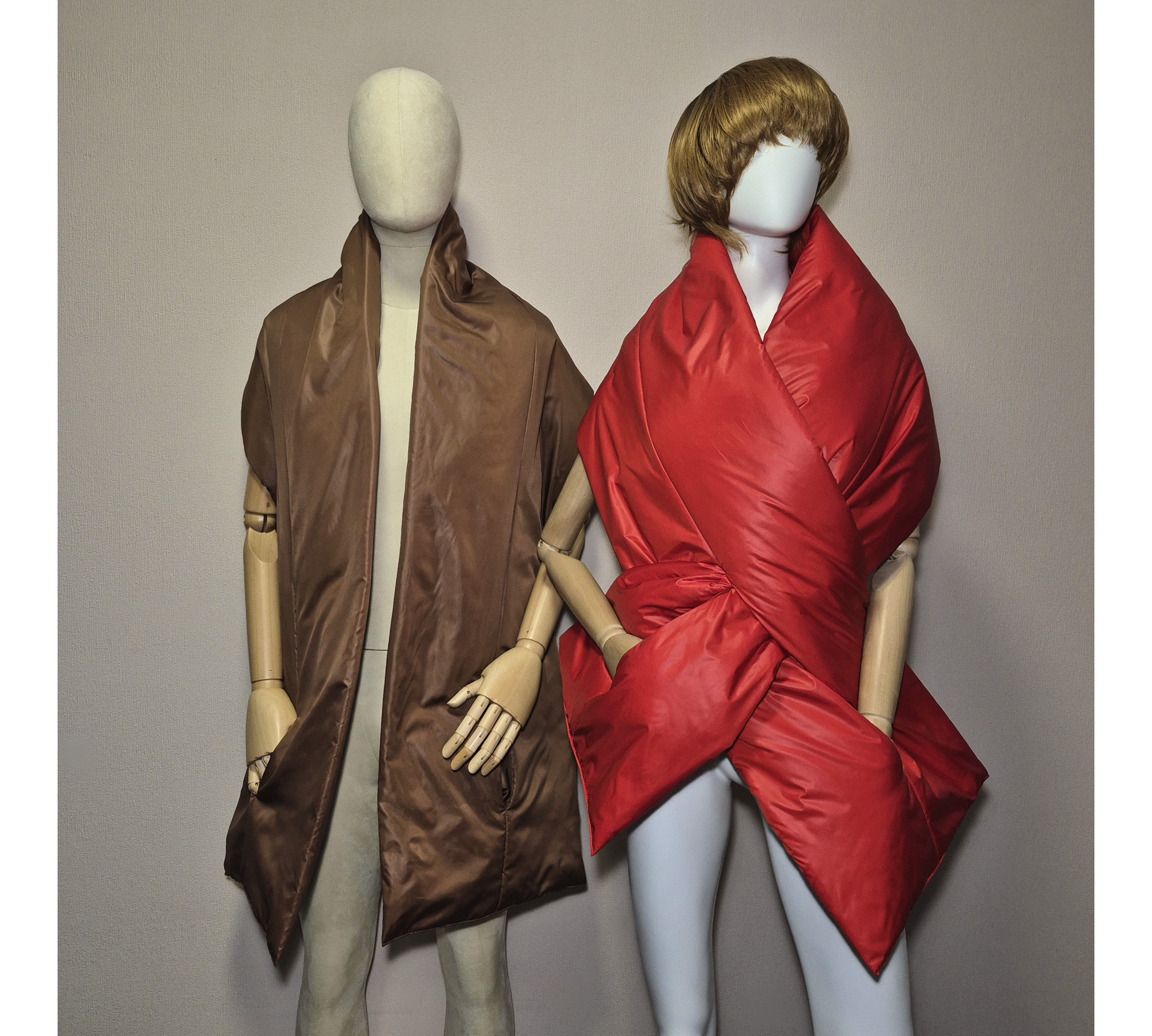 Puffer scarf with 2 pockets. Warm winter shawl