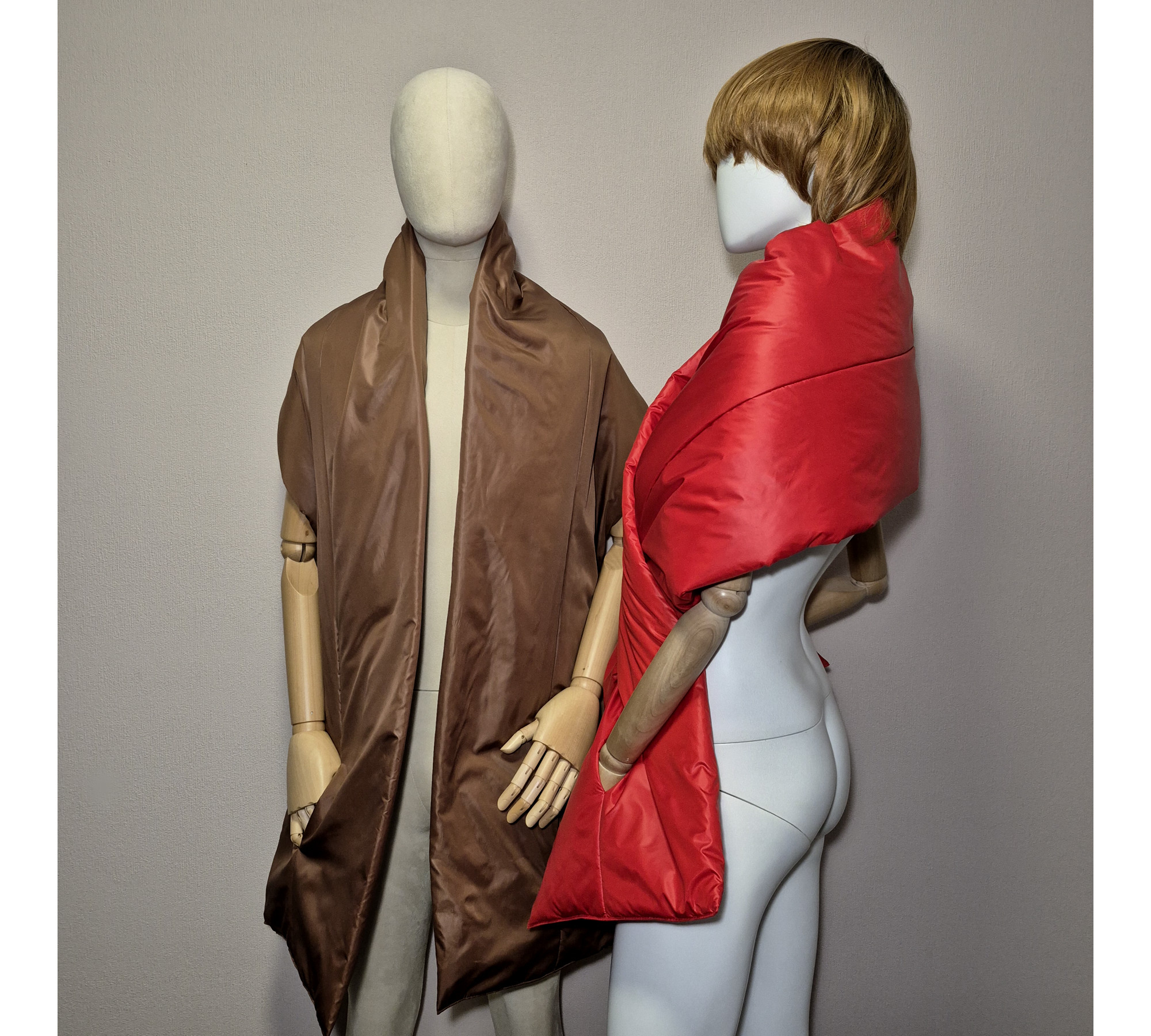 Puffer scarf with 2 pockets. Warm winter shawl