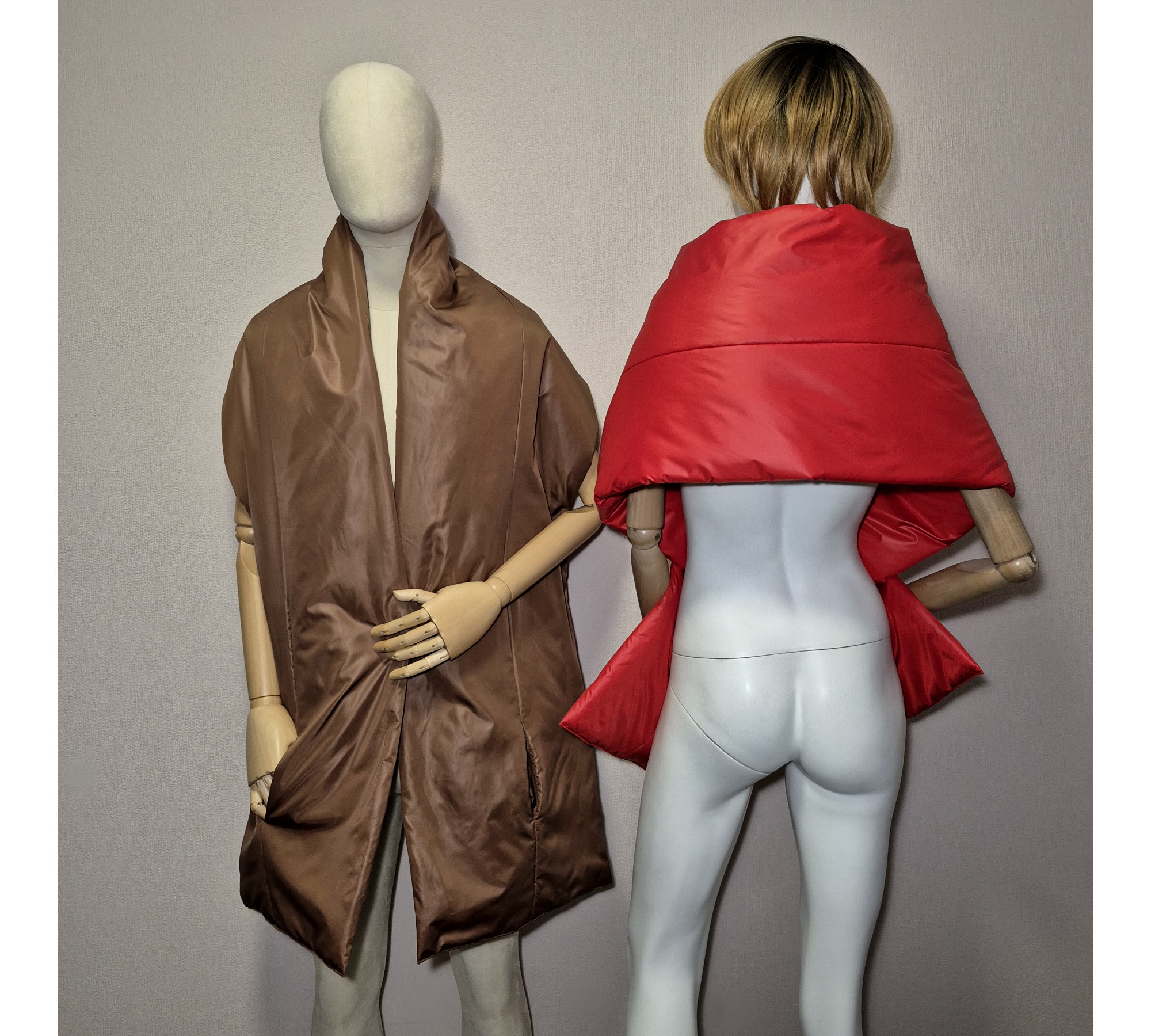 Puffer scarf with 2 pockets. Warm winter shawl