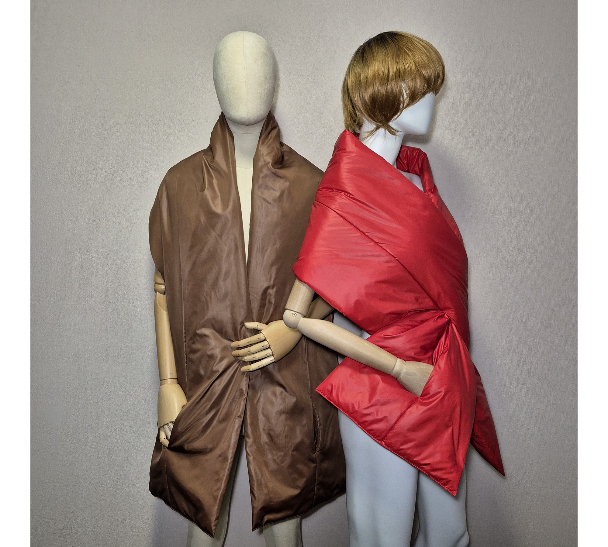 Puffer scarf with 2 pockets. Warm winter shawl