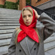 Hood scarf puffer. Warm quilted kerchief.