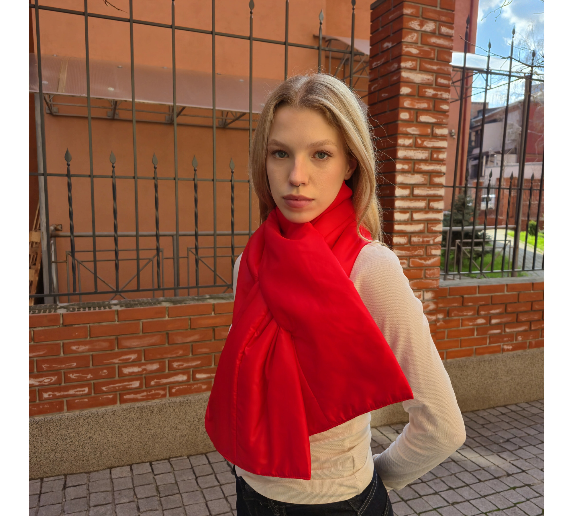 Winter puffer scarf. Plump neck warmer.