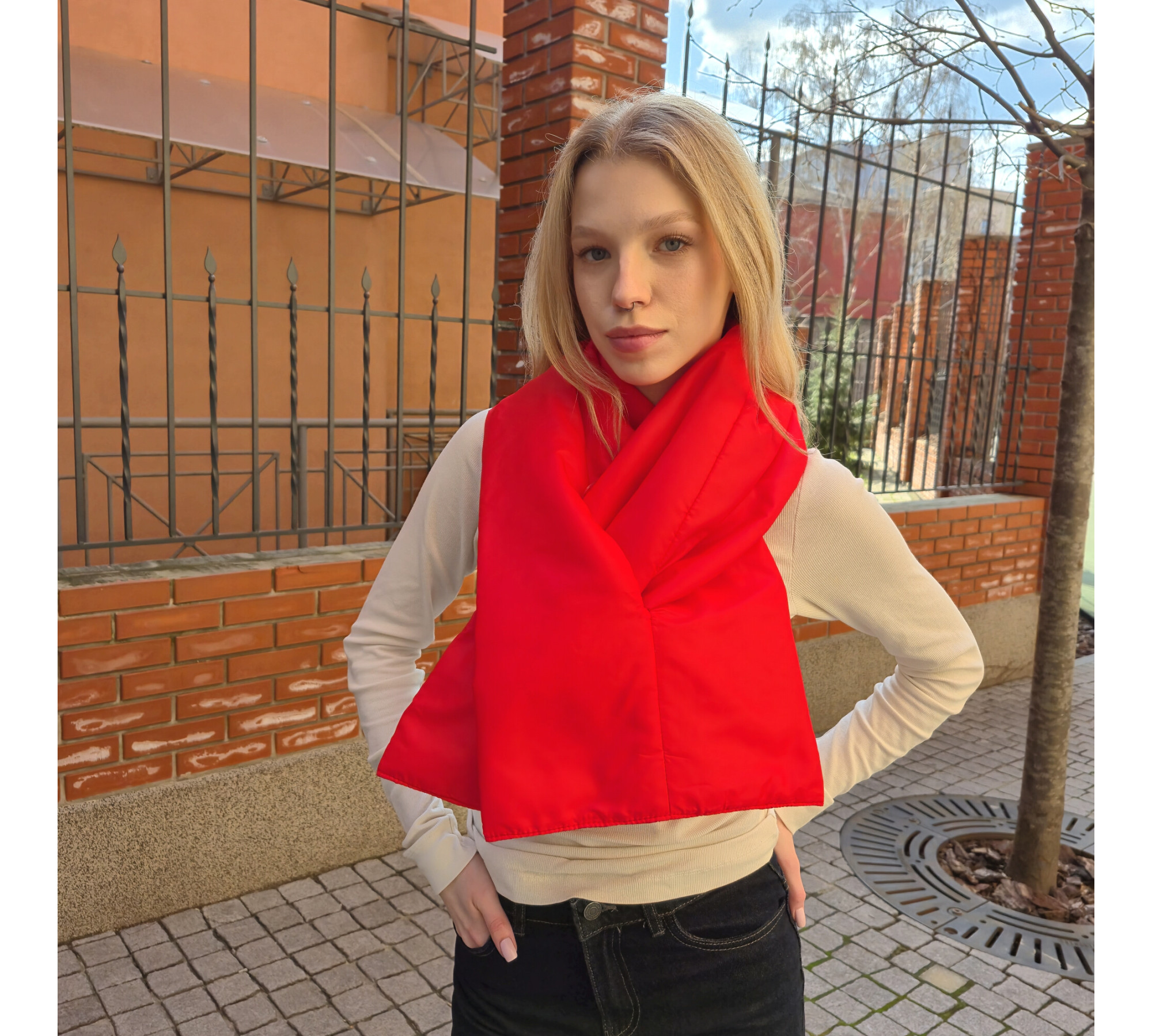 Winter puffer scarf. Plump neck warmer.