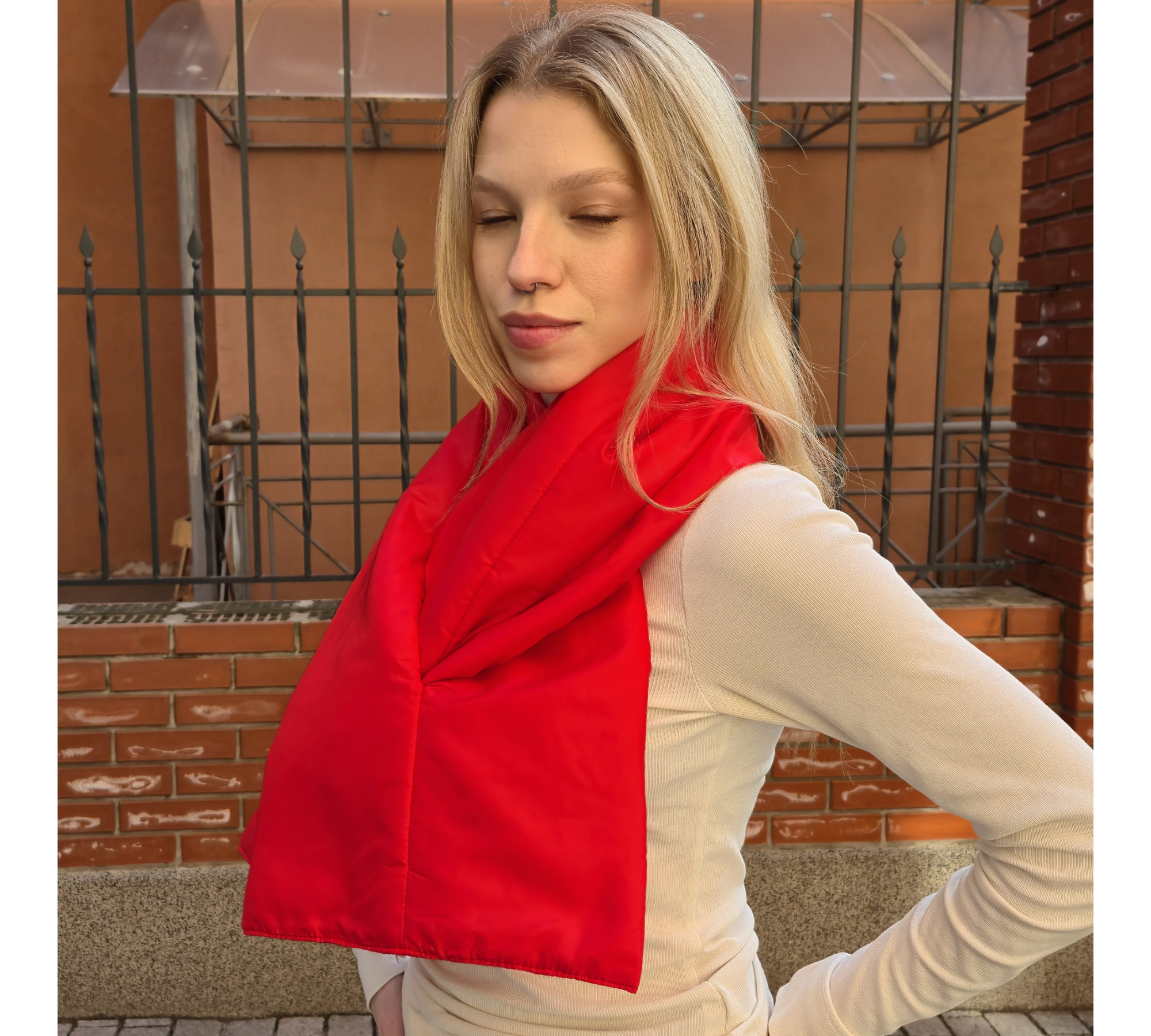 Winter puffer scarf. Plump neck warmer.