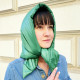 Hood scarf puffer. Warm quilted kerchief. Light down headdress. 
