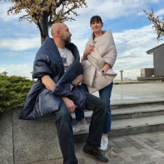 Winter Puffer scarf. Cape-wrap around the shoulders. Winter Puffer scarf. Cape-wrap around the shoulders.