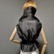 Black gothic style belted blouse a high neck, made of translucent organza.