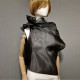 Black gothic style belted blouse a high neck, made of translucent organza.