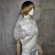 Beige asymmetrical blouse a high neck, made of translucent organza.