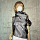 Black asymmetrical blouse a high neck, made of translucent organza.