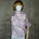 Pink asymmetrical blouse a high neck, made of translucent organza.