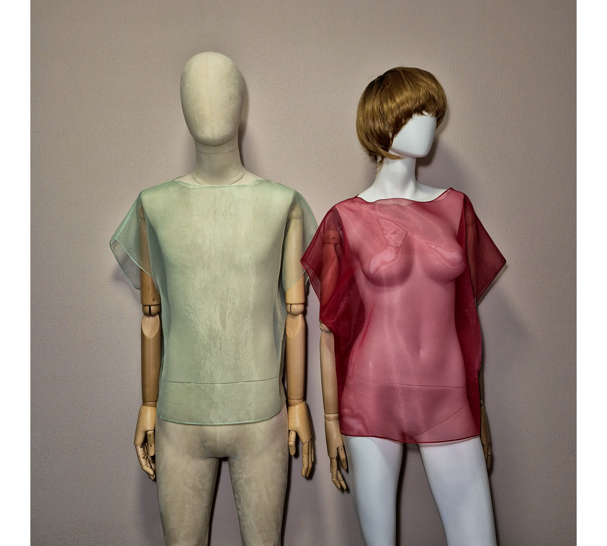 Elegant organza cape. A simple sheer blouse. Oversized cover up.