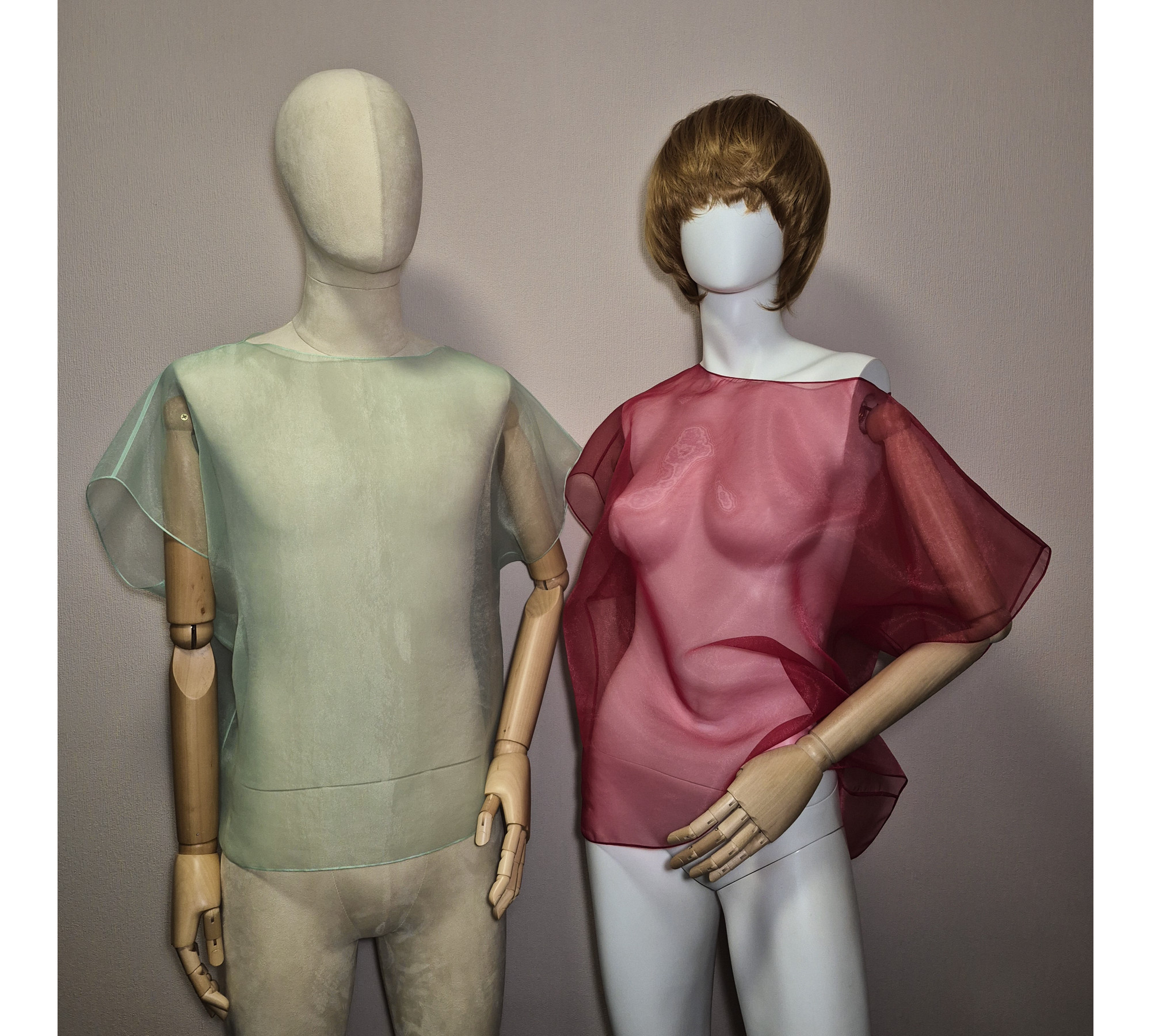 Elegant organza cape. A simple sheer blouse. Oversized cover up.