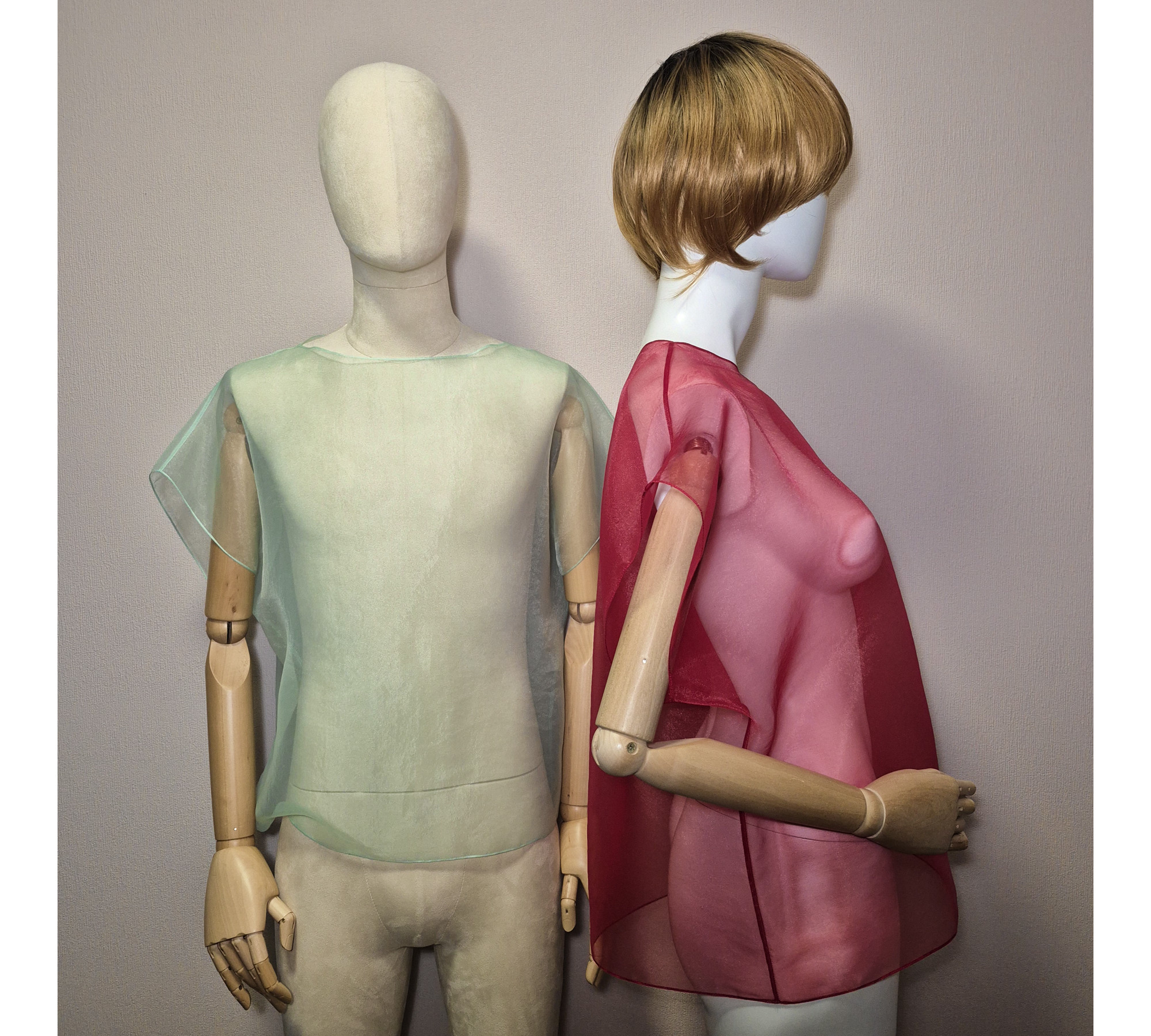 Elegant organza cape. A simple sheer blouse. Oversized cover up.