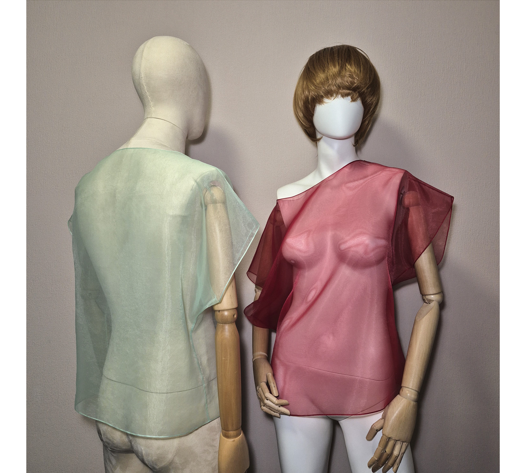 Elegant organza cape. A simple sheer blouse. Oversized cover up.