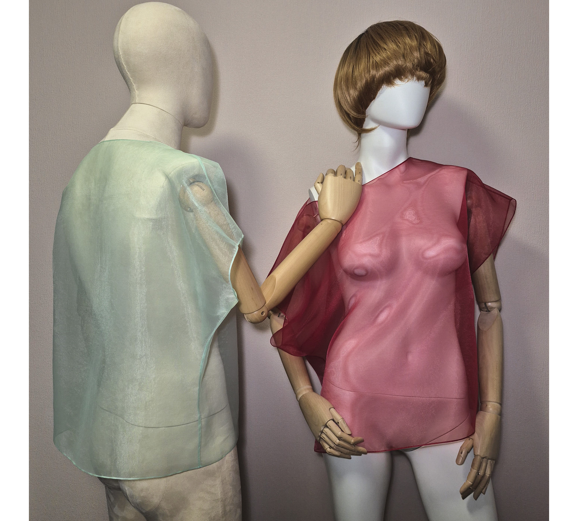 Elegant organza cape. A simple sheer blouse. Oversized cover up.