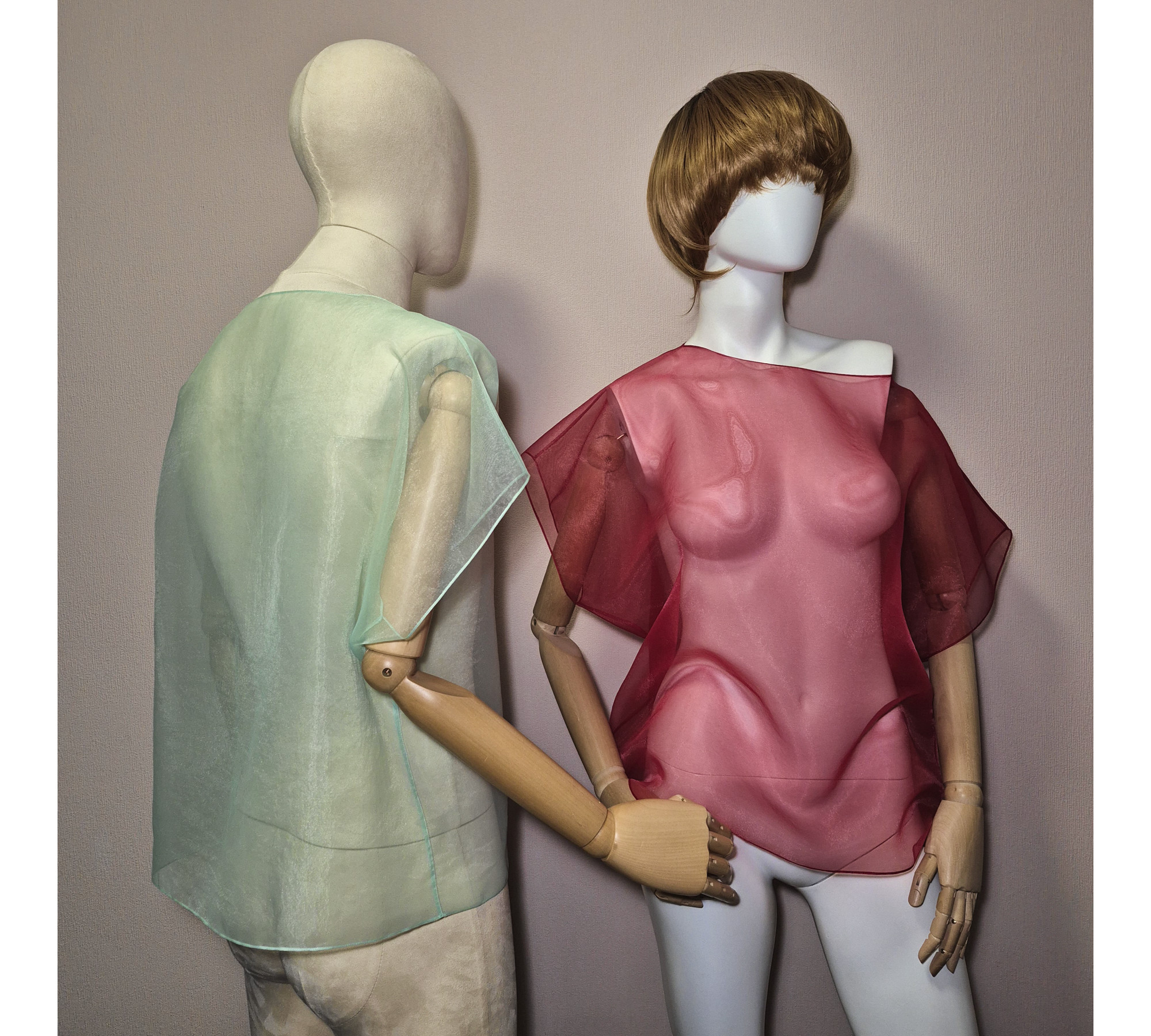 Elegant organza cape. A simple sheer blouse. Oversized cover up.