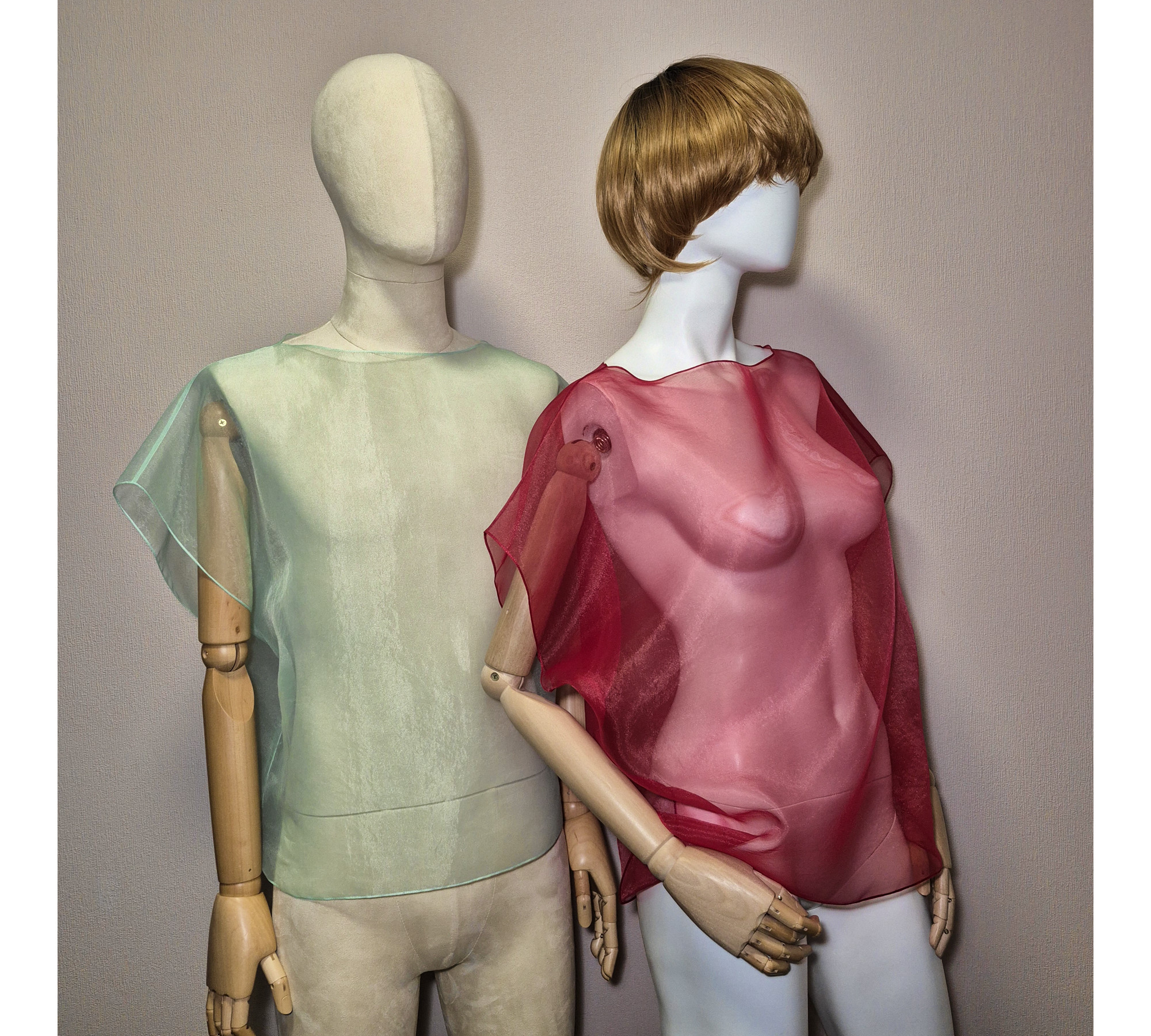 Elegant organza cape. A simple sheer blouse. Oversized cover up.