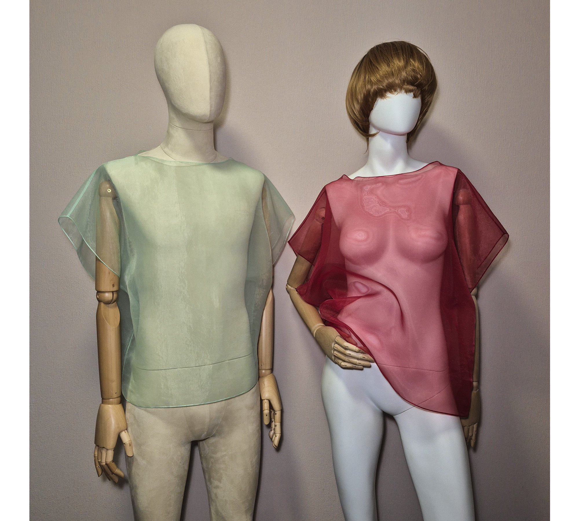 Elegant organza cape. A simple sheer blouse. Oversized cover up.