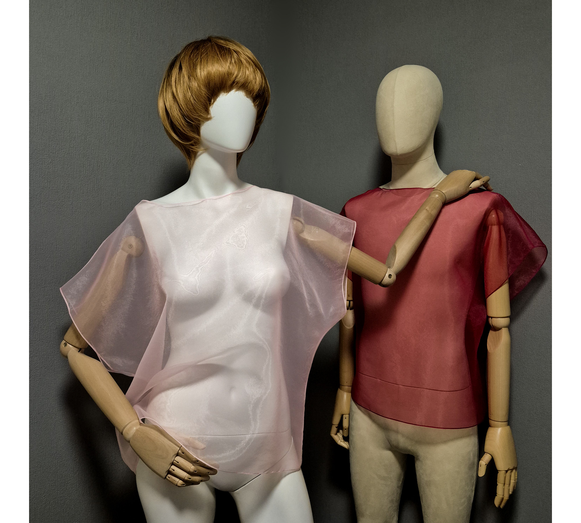 Elegant organza cape. A simple sheer blouse. Oversized cover up.